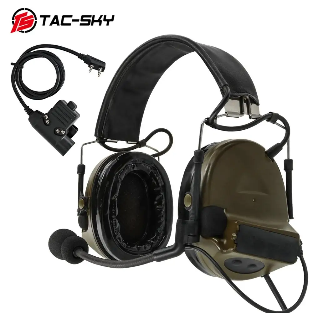 TS TAC-SKY COMTA II Silicone Earmuffs + U94 Ken Plug PTT Pickup Noise Cancelling Shooting Sports Tactical Headphones FG