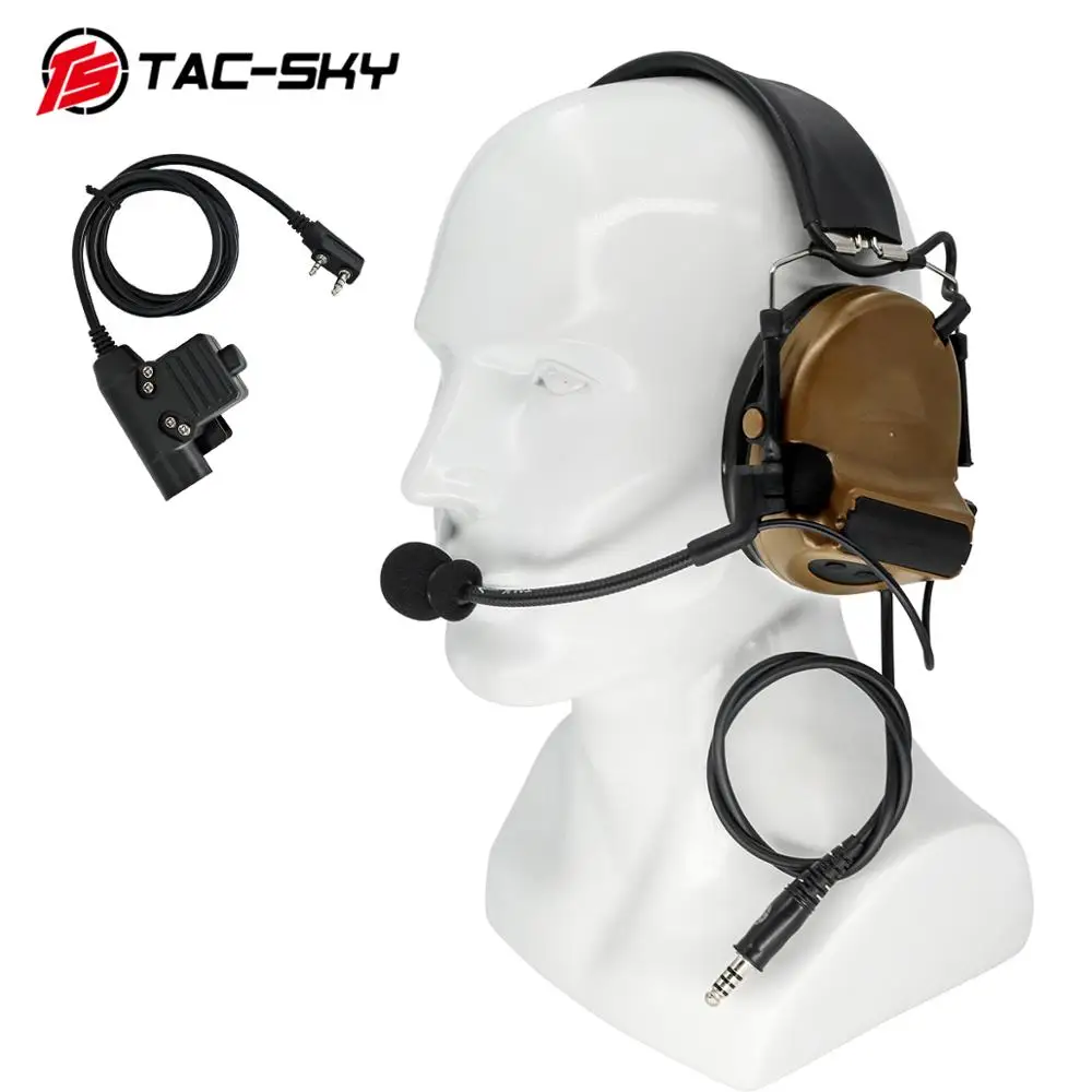 TS TAC-SKY silicone earmuffs COMTA II hearing noise reduction U94 Ken plug PTT + pickup military tactical headset CB