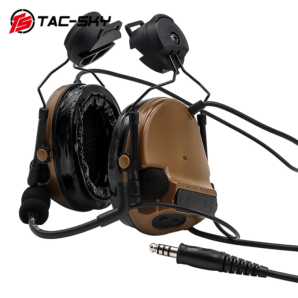 TS TAC-SKY Helmet Fast Track Stand Edition Silicone Earmuffs Noise Cancelling COMTAC III Tactical Headphones