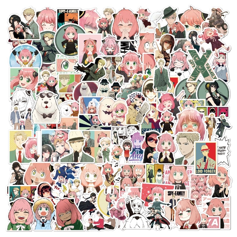 100PCS/Pack Anime Spy X Family Graffiti Stickers Waterproof DIY Kids Toy Laptop Skateboard Hand Account Decals Sticker Gift
