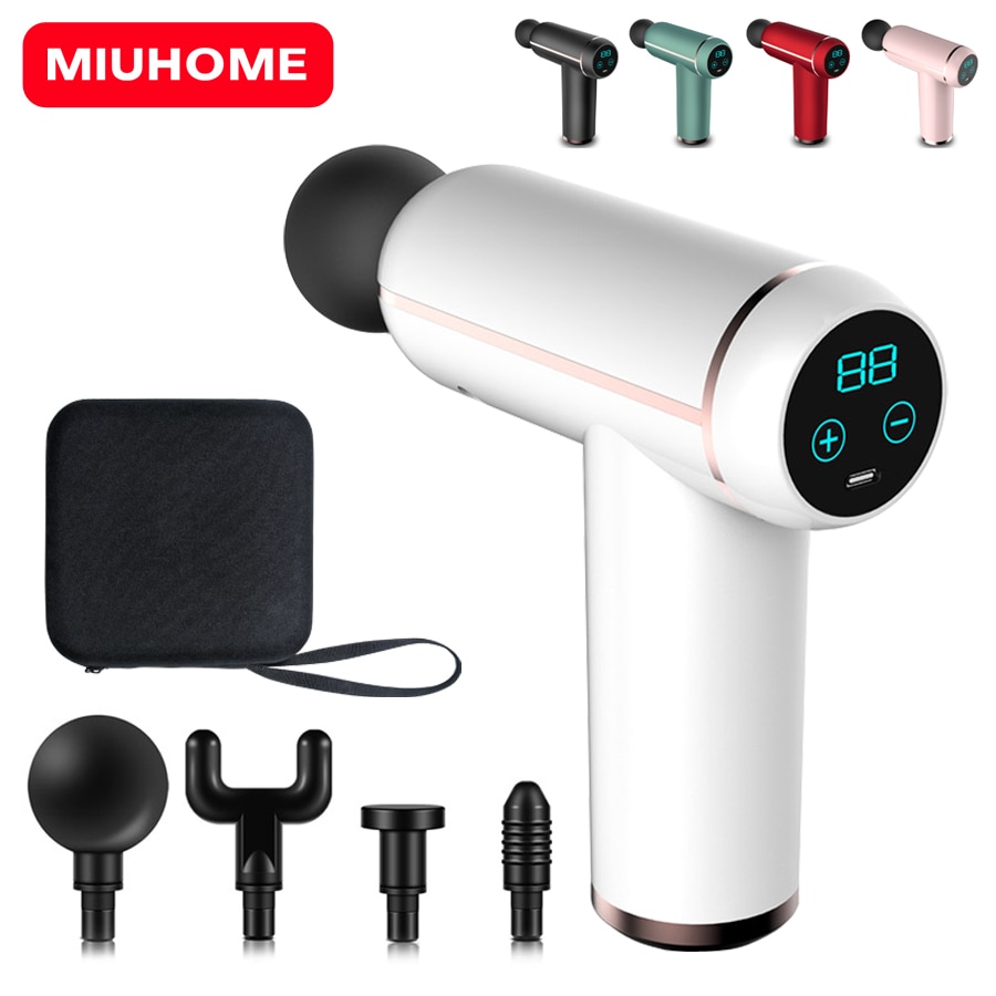 MIUHOME Massage Gun White Portable Percussion Pistol Massager For Body Neck Deep Tissue Muscle Relaxation Pain Relief Fitness