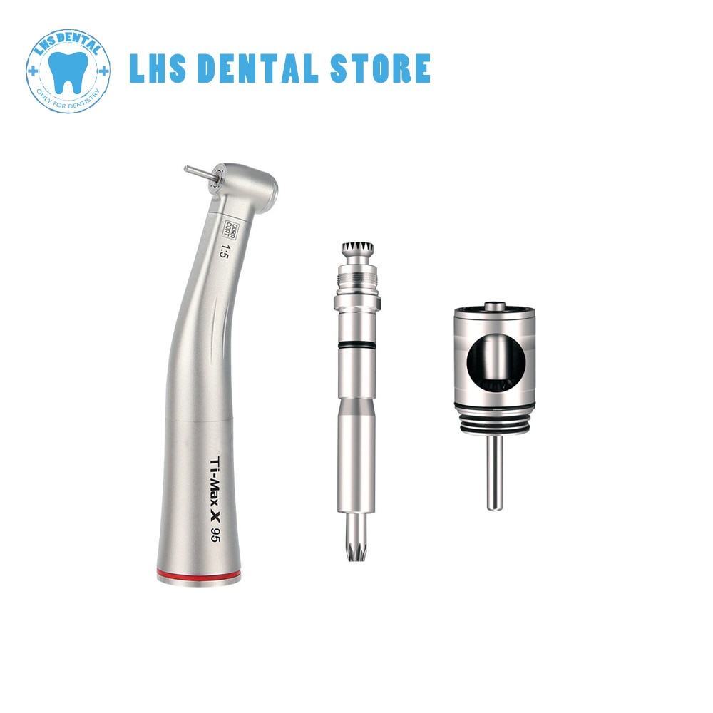 Dental Contra Angle Ti-Max X95L 1:5 Turbine Red Ring Air Turbine Contra Angle Shaft Low Speed Handpiece X95/X95L