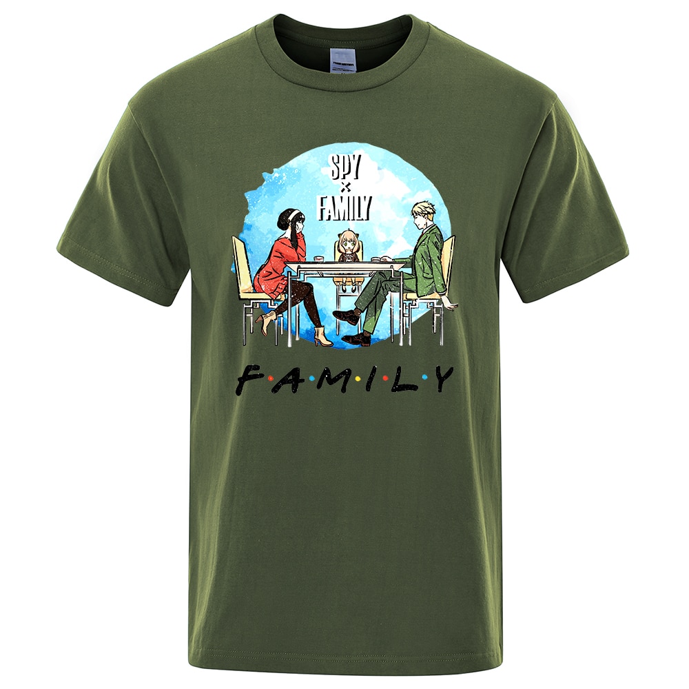 Spy x Family Family (Grunge Style) Man Tshirt Soft Cotton Tshirts O-Neck Comfortable T-Shirt Street Tee Clothes Men Tops