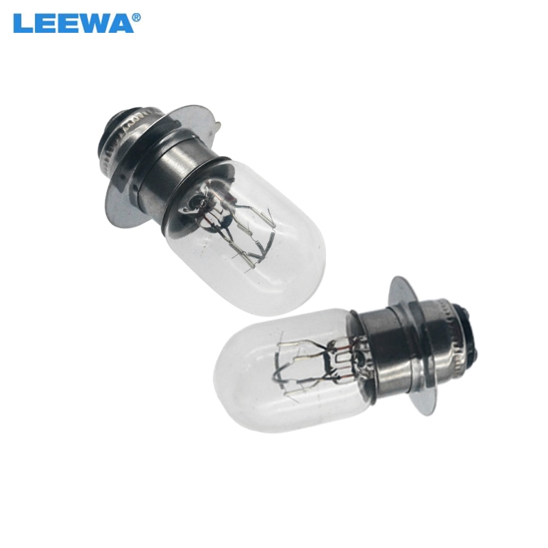 LEEWA 10pc Motorcycle DC 12V 35W T19 P15D-25-1 White Light Headlight Double Filament Bulb Lighting For Motorcycle #CA7411
