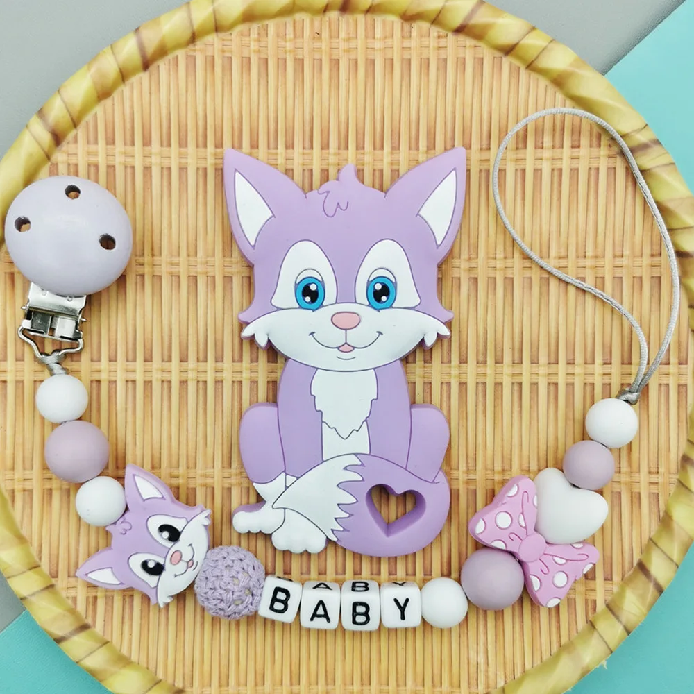 Customized English Russian acrylic letter name Baby Silicone Pacifier Clips Chains Teether Pendants Baby Pacifier Kawaii Gifts