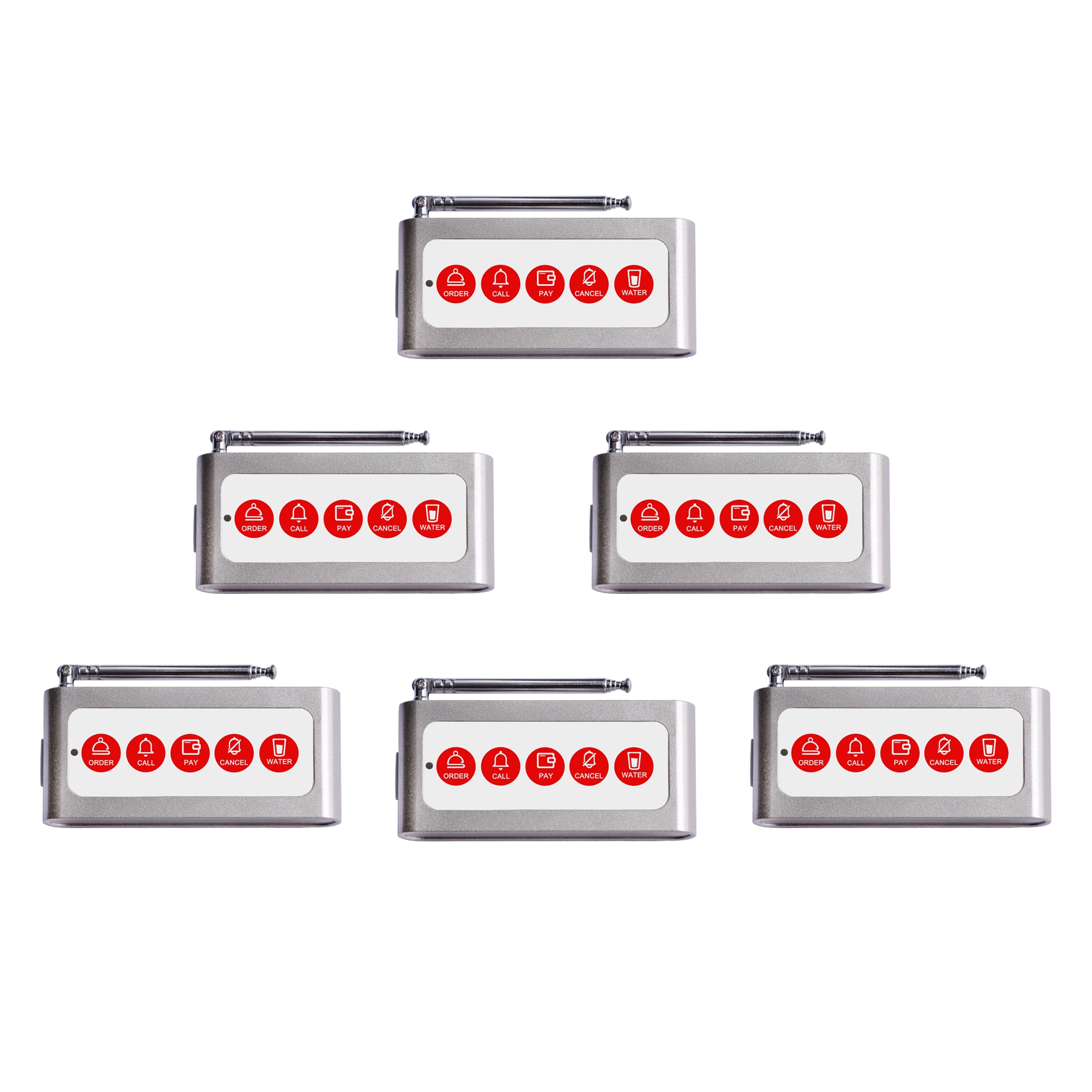 JIANTAO Restaurant Call System 6 Pcs Call Button Customizable Waterproof Pager for Restaurant Coffee Food Truck Bar