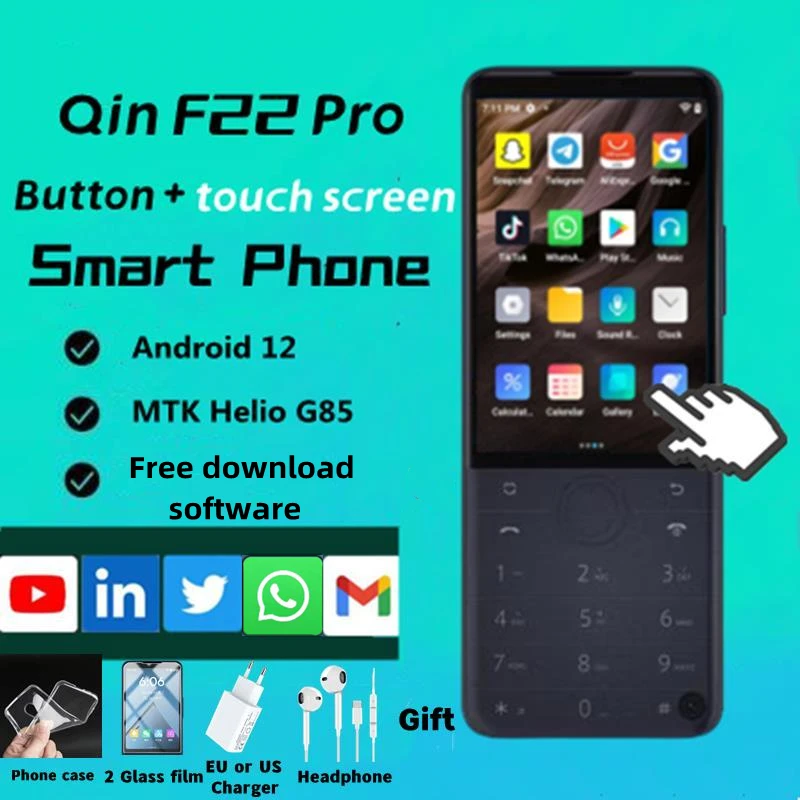 DuoQinF22 Pro Google Available Android 12 4G Smart Touch Screen Keyboard keys Mobile Phone 4 64GB