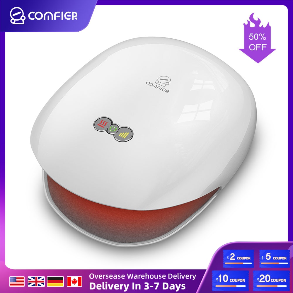 Comfier Electric Hand Massager with Heat Wireless Air Compression Palm Massager Finger Wrist Spa Relax Pain Relief Gift