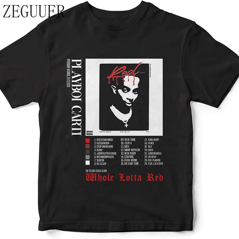 Men Women Summer Printed Playboi Whole Lotta Red Album Carti T Shirt Harajuku Casual Shirts for Men Graphic T Shirts