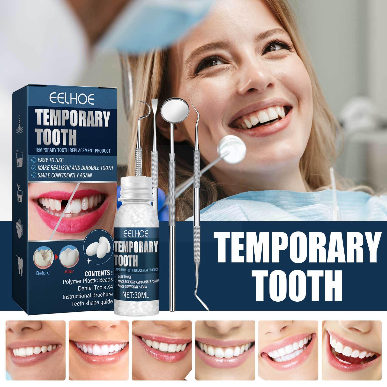 Temporary Tooth Repair Kit False Teeth Glue Denture For Missing Broken Teeth Moldable Tooth Filling False Teeth Tool G7Q6