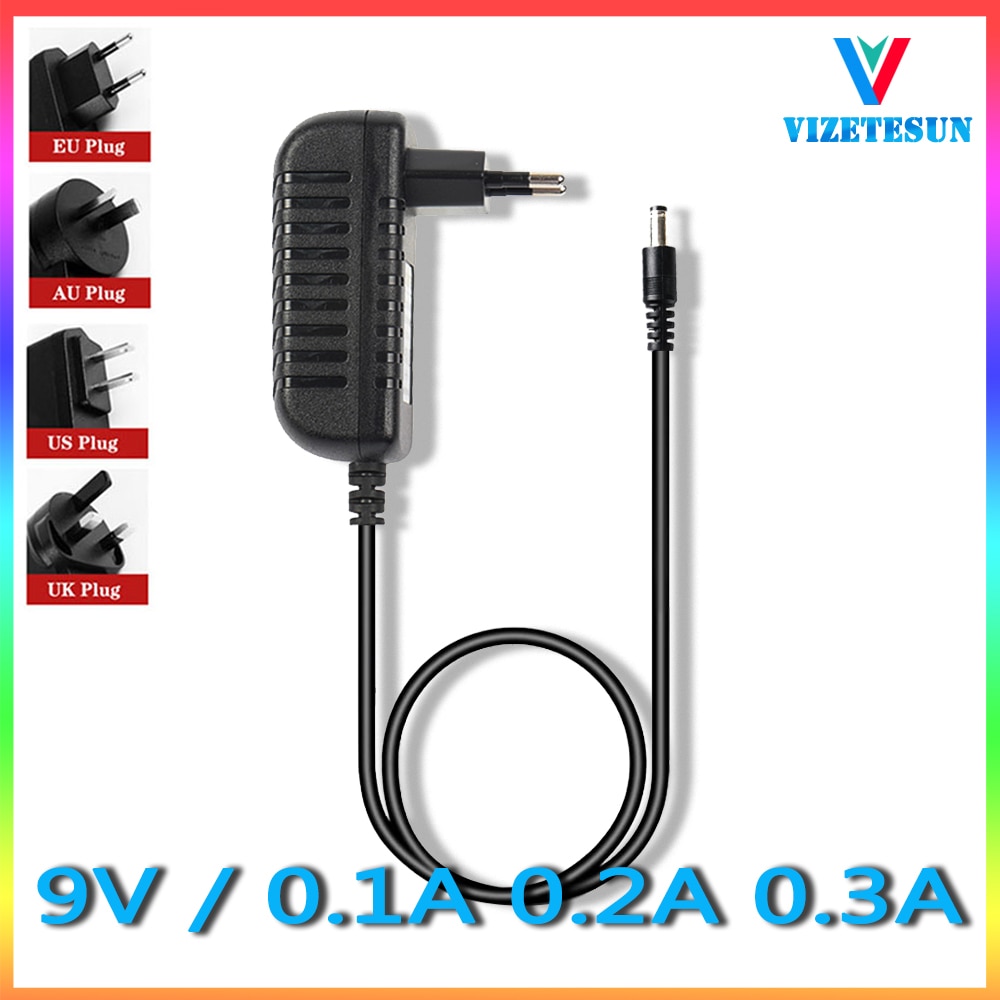 9V 0.1A 0.2A 0.3A Switching Power Adapter 9V 100MA 200MA 300MA Universal Regulated Power Cord DC 5.5*2.1MM
