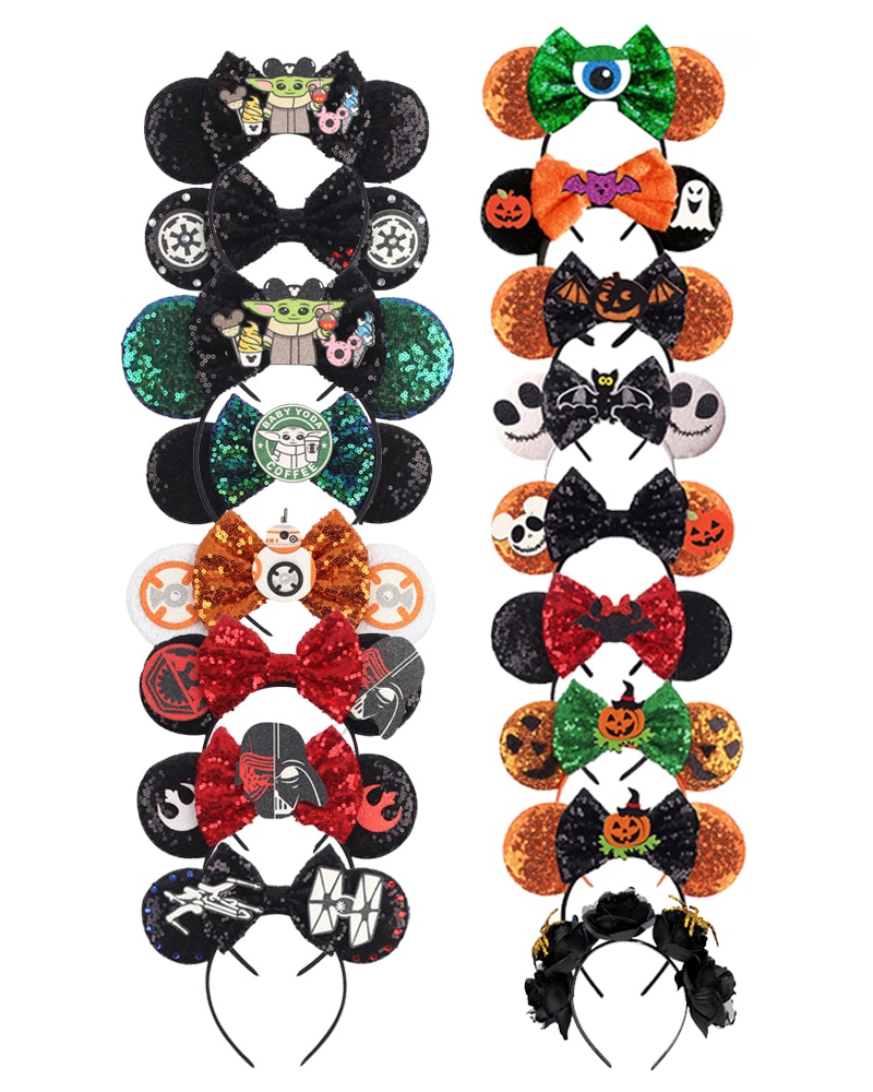 Halloween Party Mickey Mouse Ear Headband Pumpkin Skull Devil Festival Cosplay Hairband Kids Adult Masquerade Decoration