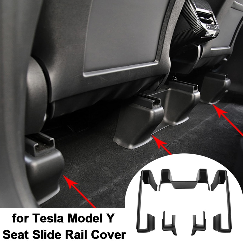 For Tesla Model Y Under Seat Corner Guard Rear Seat Slide Rails Protector Cover Anti-Kick Decor Protection Shell Accessories