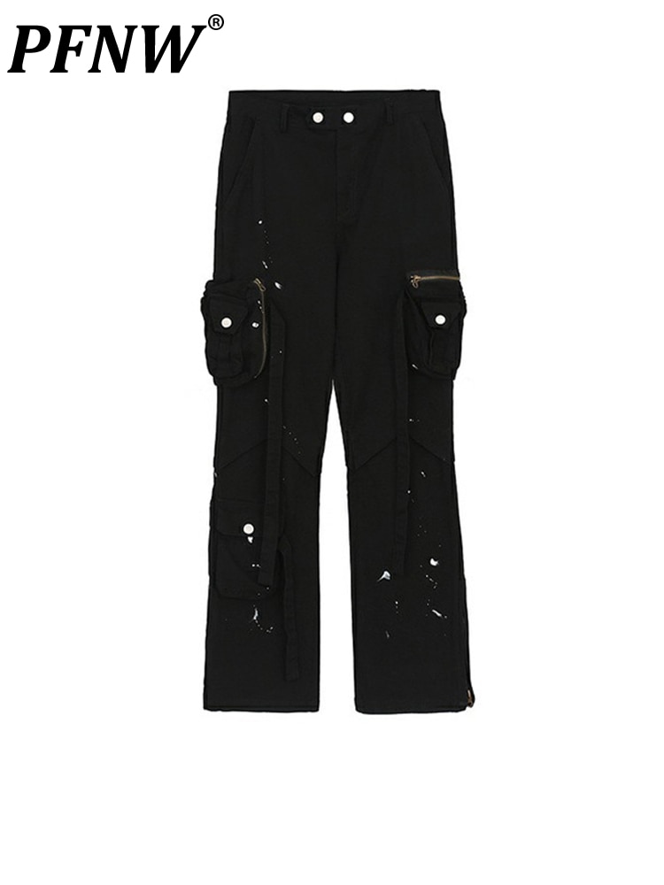PFNW New High Street Paint Splash Multi Pocket Overalls Safari Style Men And Women Casual Tide Chic Loose Pants Fashion 12A4961