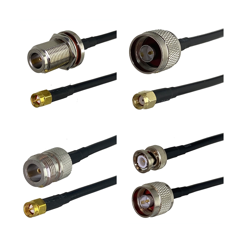 RG58 N to BNC SMA UHF N FME TNC Male Plug & Female Jack Nut Bulkhead Connector RF Coaxial Jumper Pigtail Cable 6inch~5M