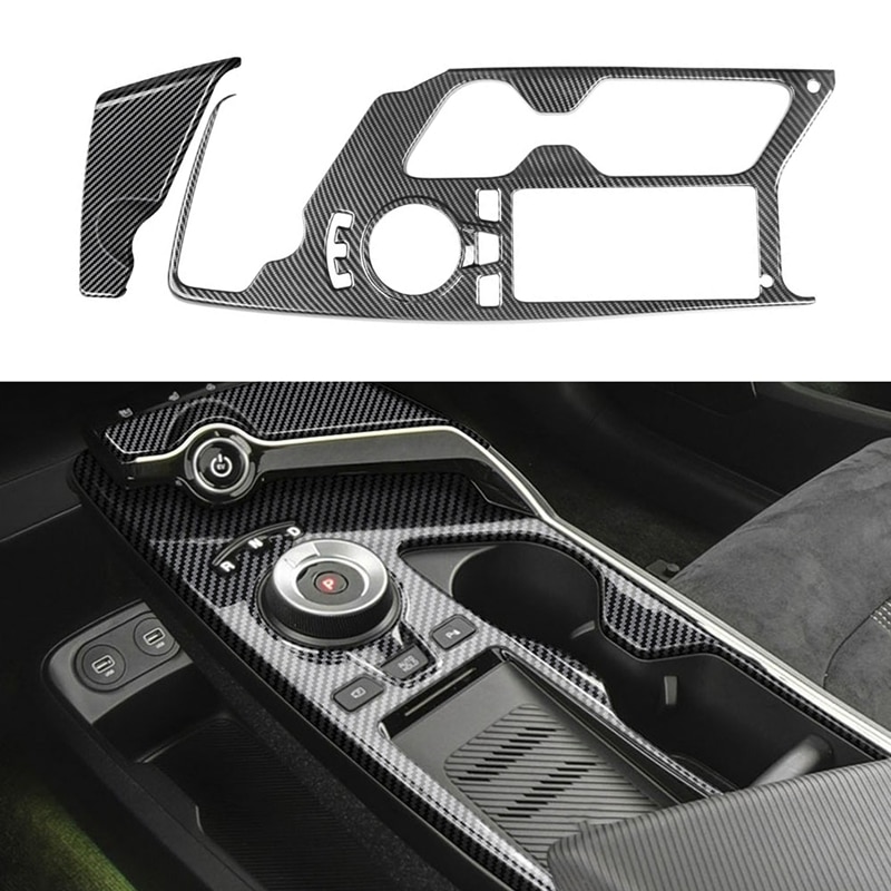 2Pcs For KIA EV6 2021 2022 Center Console Gear Shift Panel Water Cup Holder Decoration Cover Trim Sticker LHD