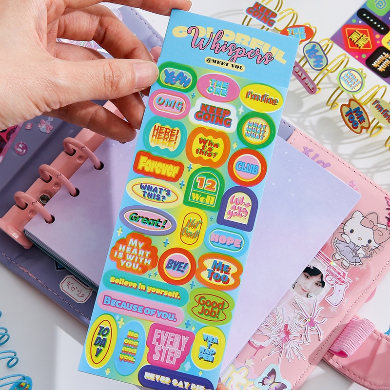MOHAMM 1 Sheet Assorted Fun Daily Words Stickers for Greeting Cards Cool Personalized Decoration DIY Art Crafts
