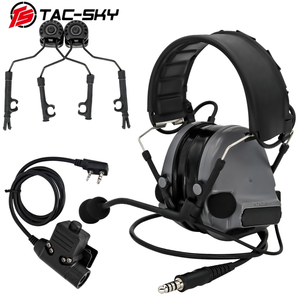 TS TAC-SKY COMTA III Noise Cancelling Shooting Headphones Tactical Hearing Protection Headphones+ARC Helmet Mount+U94 PTT