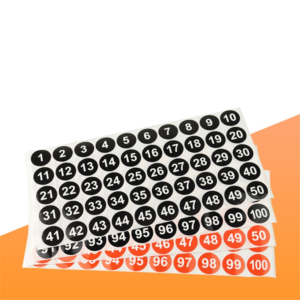 1 Inch Color Waterproof Digital Label Sticker 1-200 Round Self-Adhesive Label Self-Adhesive Paper Number Serial Number Sticker