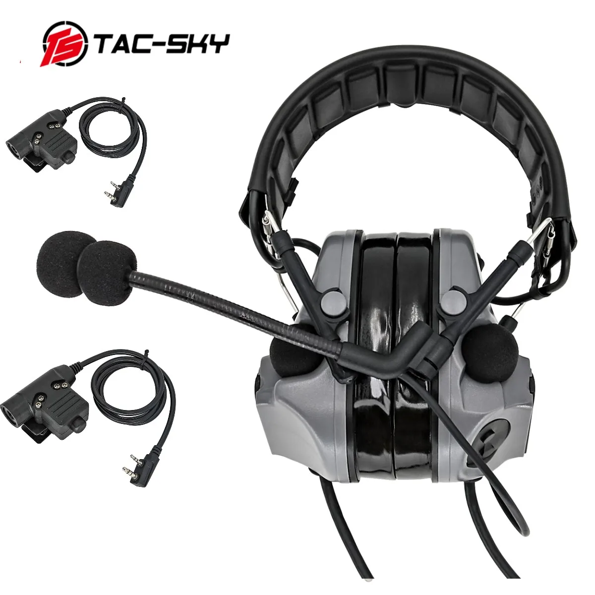 TS TAC-SKY COMTA III Noise Cancelling Tactical Electronic Shooting Headset New Detachable Headband Dual Pass and u94 PTT