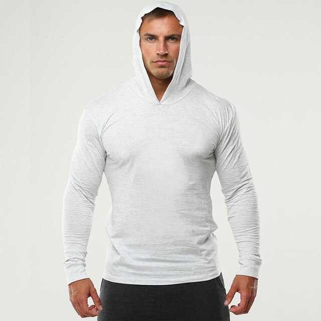 2022 new men's long-sleeved hooded sweater black quick-drying sportswear