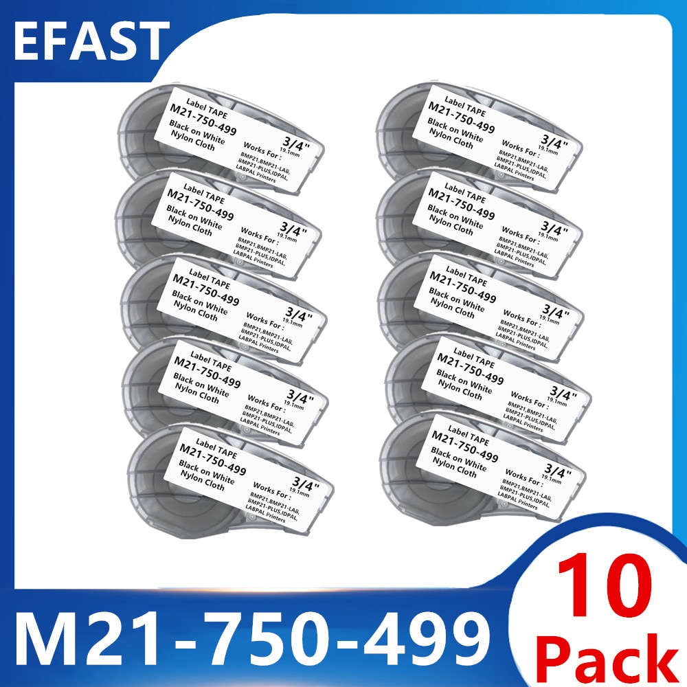 1~10PK Compatible M21-750-499 Nylon Cloth Label TAPE Ribbon Cartridge Cintas For BMP21-PLUS Etiqueteuse Handheld Printer Film