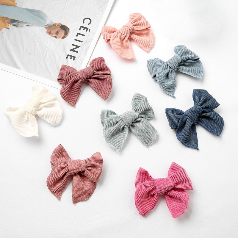 Corduroy Baby Hair Clips Bows Hairpin Children Solid Color Duckbill Clip For Girls Autumn Winter Pins Infant Cute Accessories