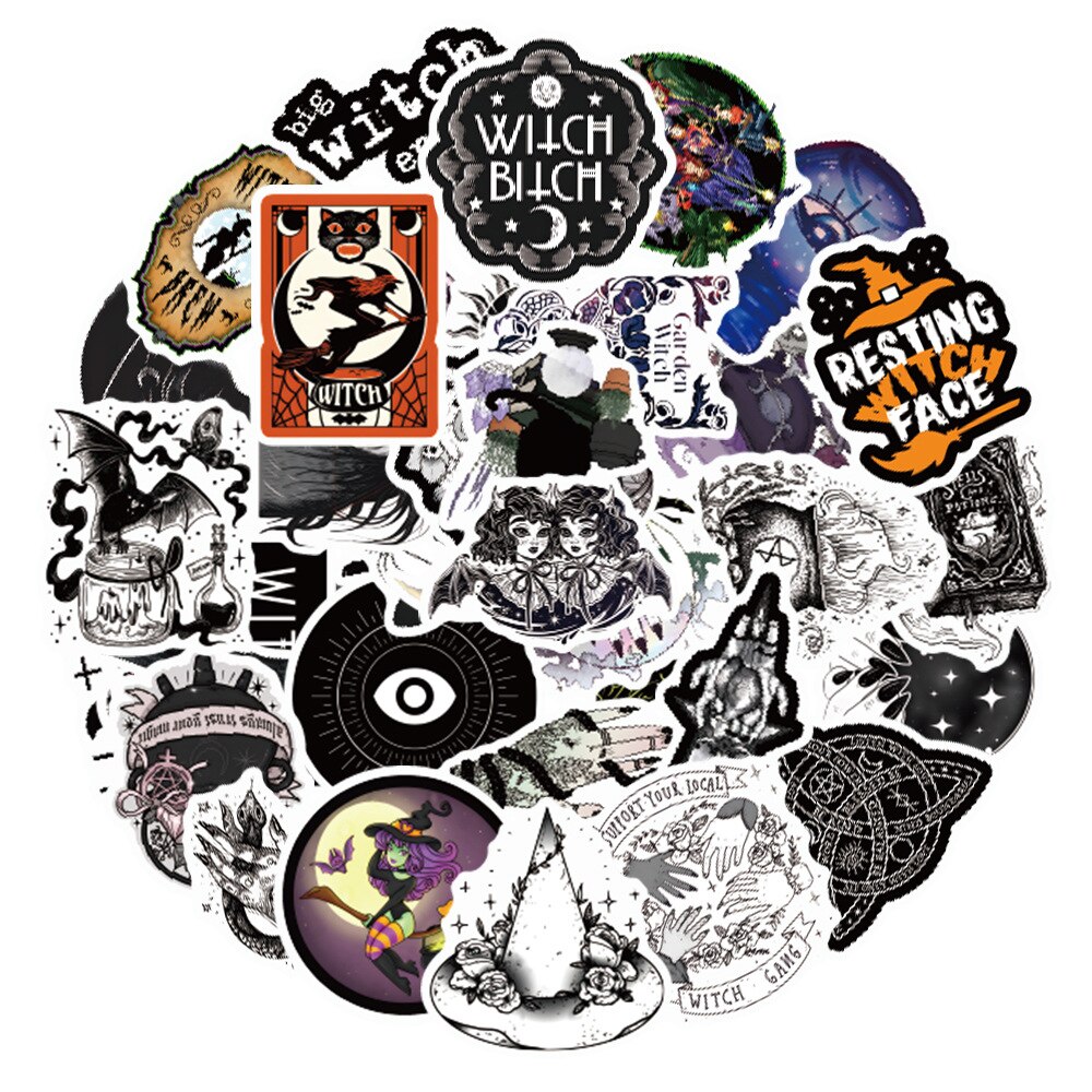 10/50PCS Cool Witch Gothic Cartoon Stickers Aesthetic Art Decals Scrapbook Laptop Guitar Phone Graffiti Sticker Kids Toy