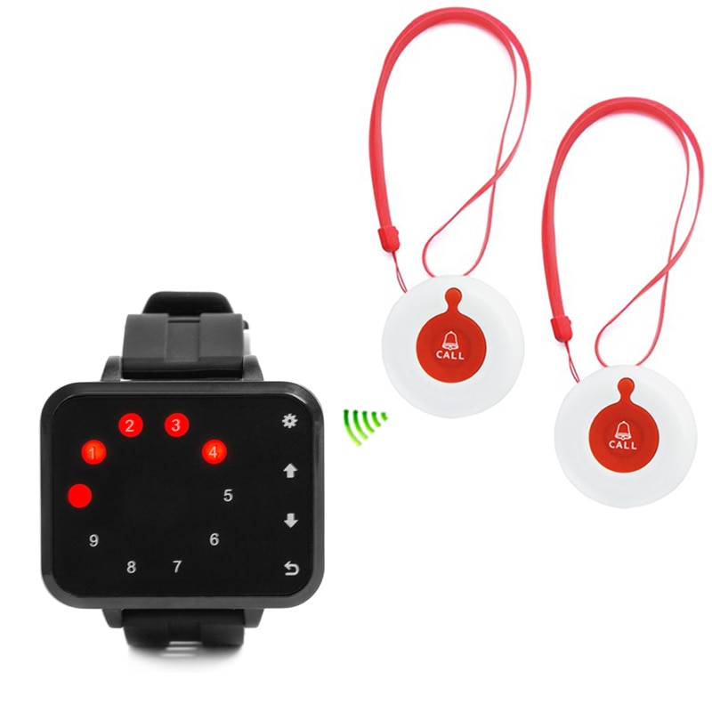 Wireless Home Health Nurse Alarm Emergency Call Button for Elderly 1 Watch 2 Transmitters