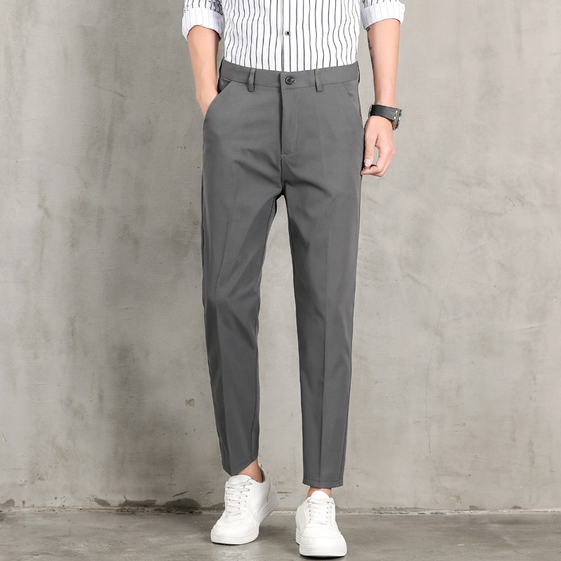 2022 New Winter Autumn Mens Casual Ankle Length Pants Fashion Slim Warm Male Pants