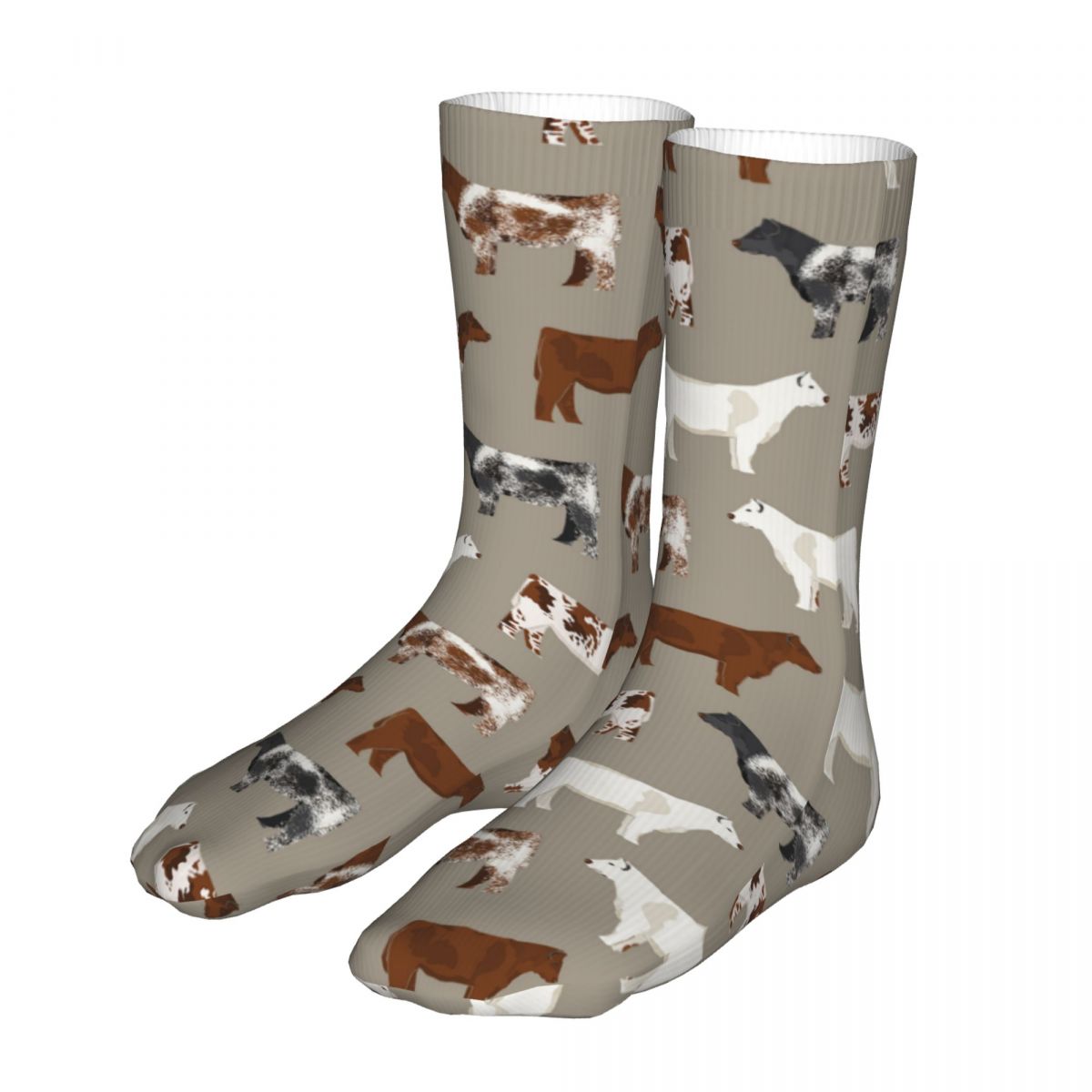 Compression Shorthorn Cattle Khaki Animal Woman Socks 2022 Men Sports Sock