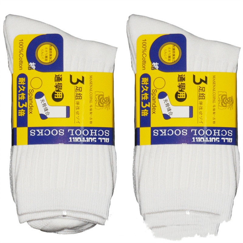 Kids School Socks Cotton Soft Socks Breathable Absorbing Sweat Sport Socks Student White Black Gray Blue Socks Size 18-28