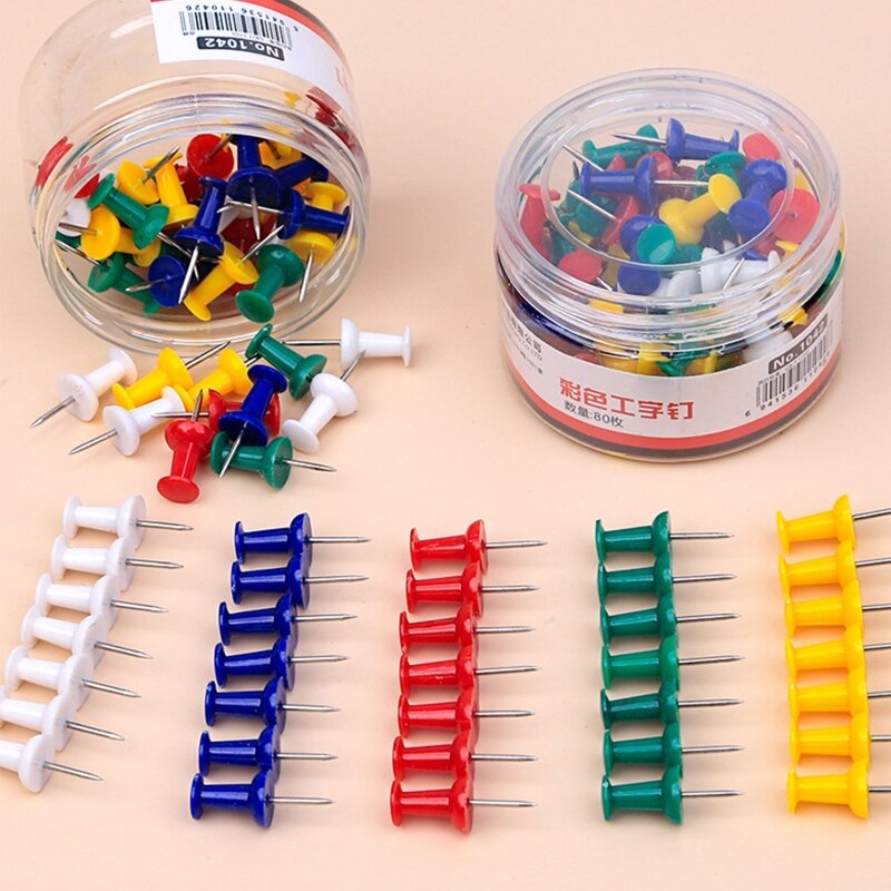 Practical Push Pin with Case Decorative for Hanging Photo Wall Map Poster 80 set