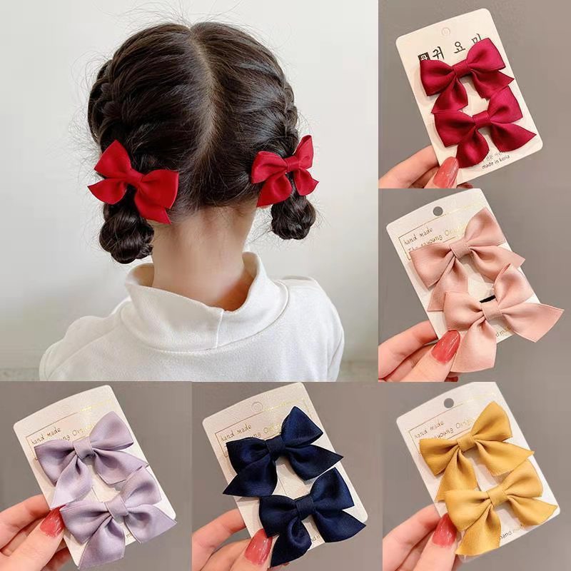 Children's Hair Accessories Kids Headwear New Bow Headwear Solid Color Sweet Hairpin Fashion Cute Princess Hairpin Birthday