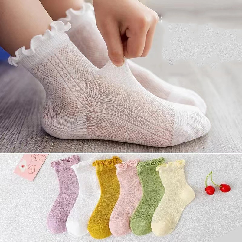 New Summer Baby Socks Cute Lace Newborn Princess Baby Girl Socks Solid Color Soft Cotton Infant Toddler Sock Frilly