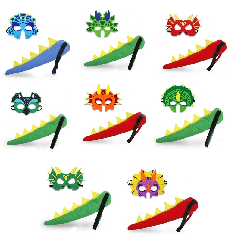 Dragon-Tail-Dinosaur-Masks for Kids Boys Girls Dragon Dress Up Costume Props Ins