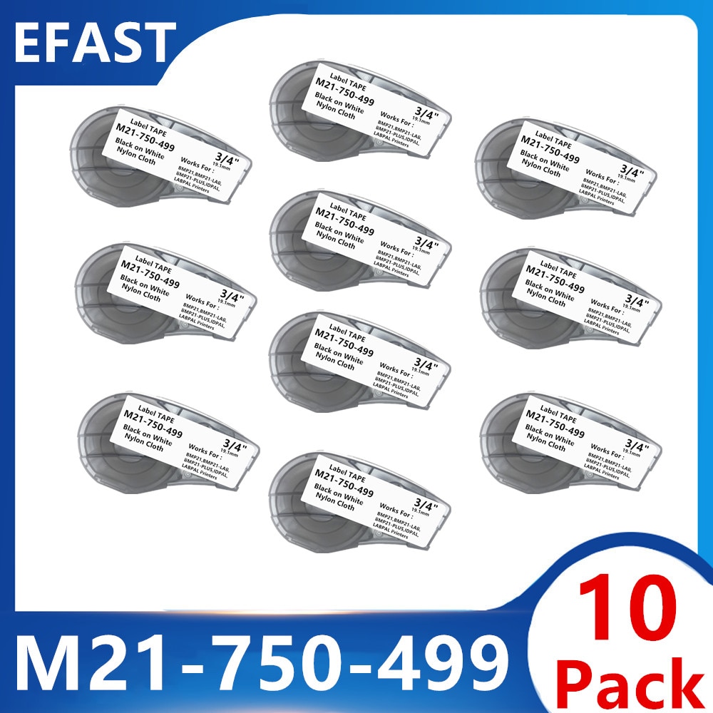 1~10Pack Replacement M21-750-499 Nylon Labels Cartridge Tape Cintas For Etiqueteuse BMP21 PLUS Handheld Cable Wire Marking