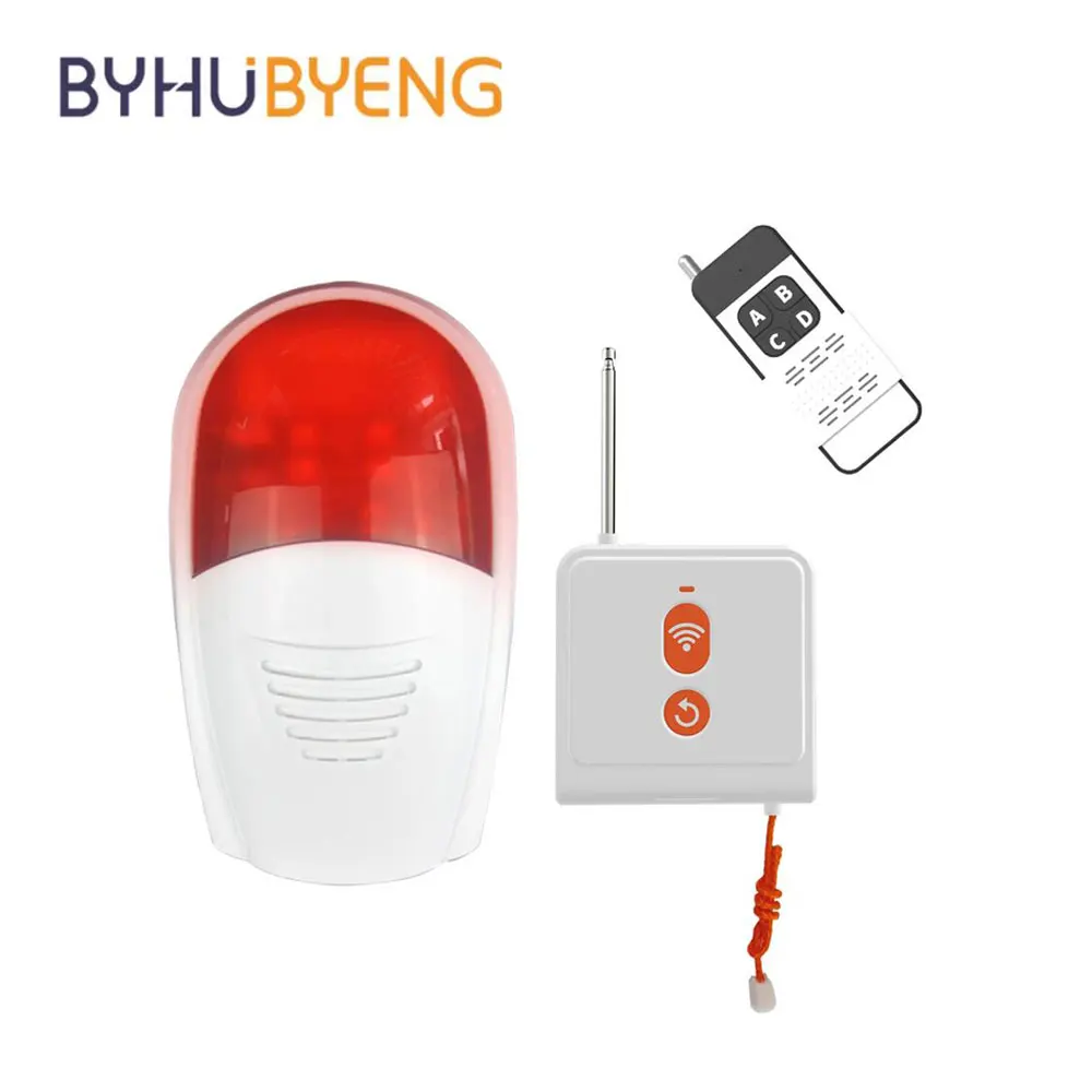 Strobe Siren Alarm Loud Outdoor SOS Alert System 1 Red Flashing Siren 1 Remote 1 Emergency Button for Store Home Hotel Security