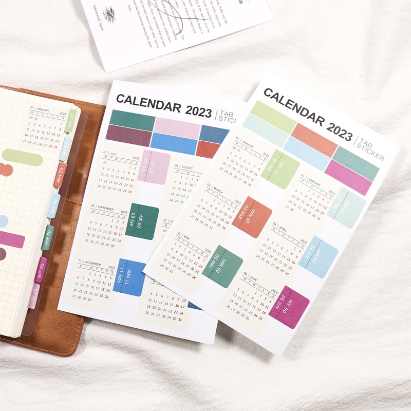 2023 Calendar Stickers Korean Stationery Diary Planner Journal Stickers Agenda Monthly Schedule Mark Label Stationery Stickers