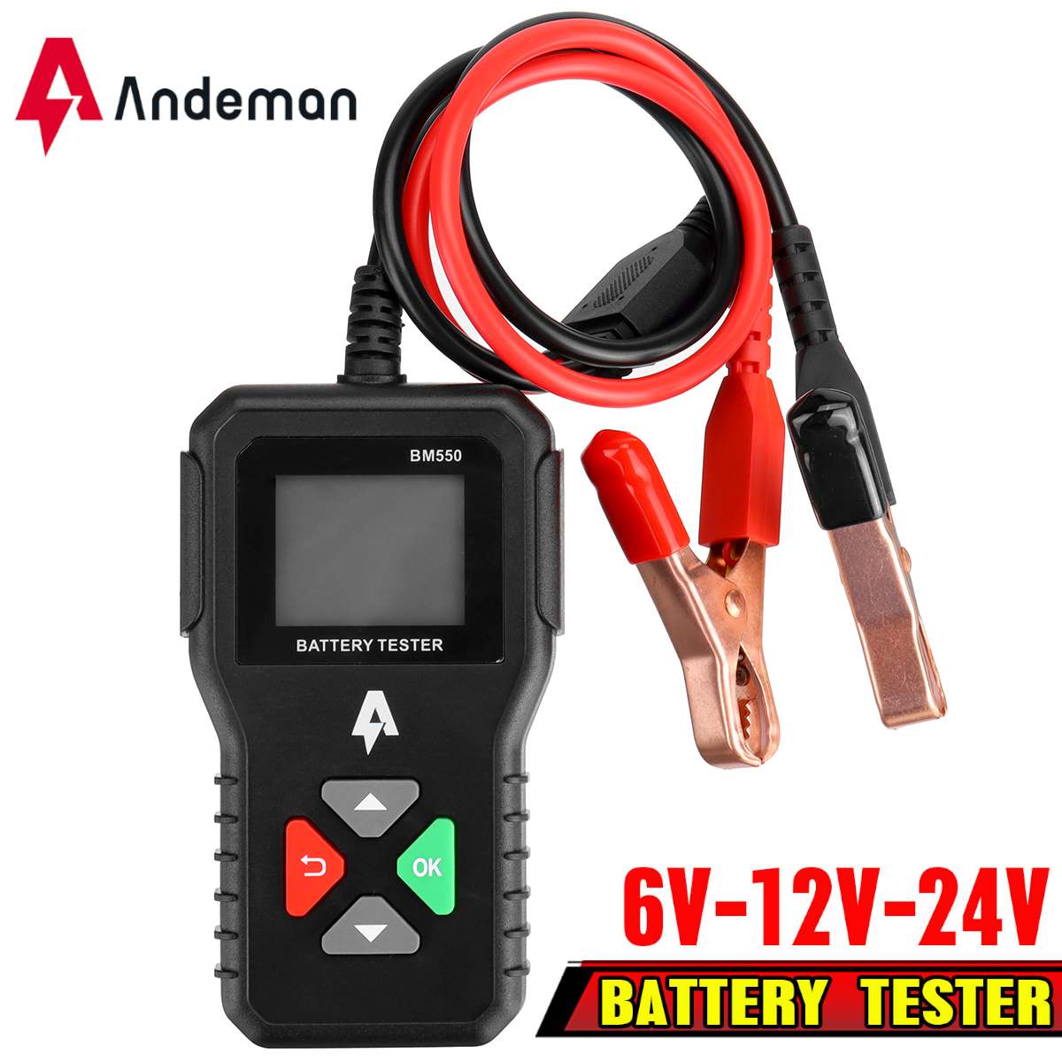 Andeman BM550 Battery Test 6V/12V/24V 100-2000CCA Cranking Charging Circut Car Tester Battery Analyzer Battery Diagnostic Tools