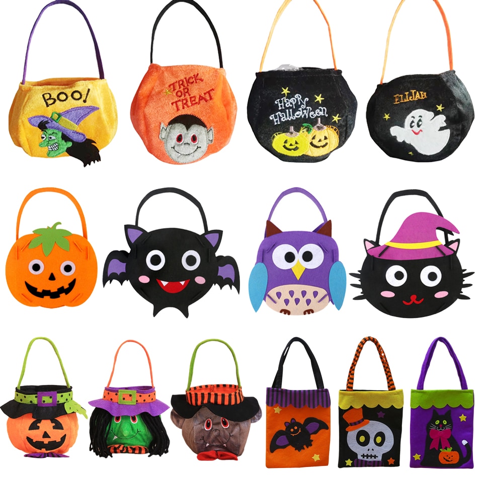 2022 Halloween Loot Party Kids Pumpkin Trick Or Treat Tote Bags Candy Bag Halloween Candy Storage Bucket Portable Gift Basket