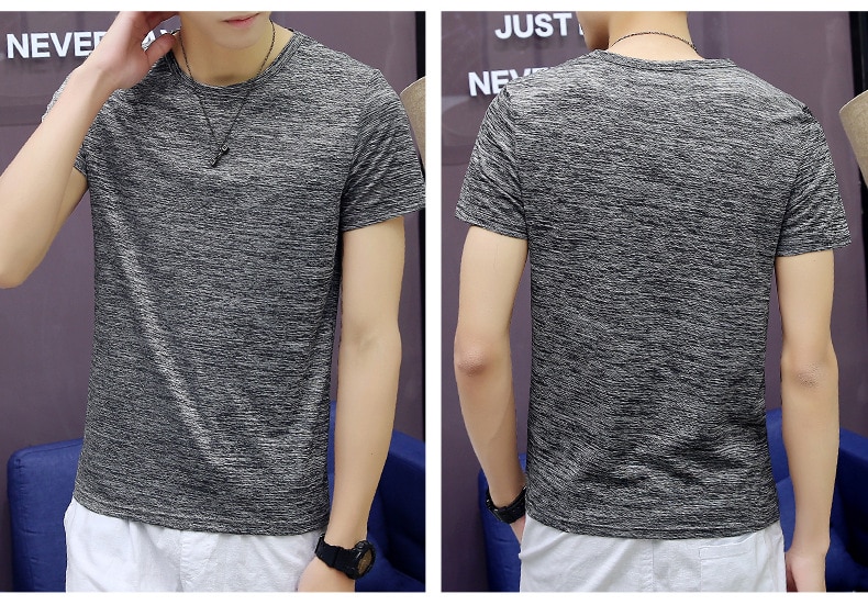 C1132-2020Summer new men's T-shirts solid color slim trend casual short-sleeved fashion