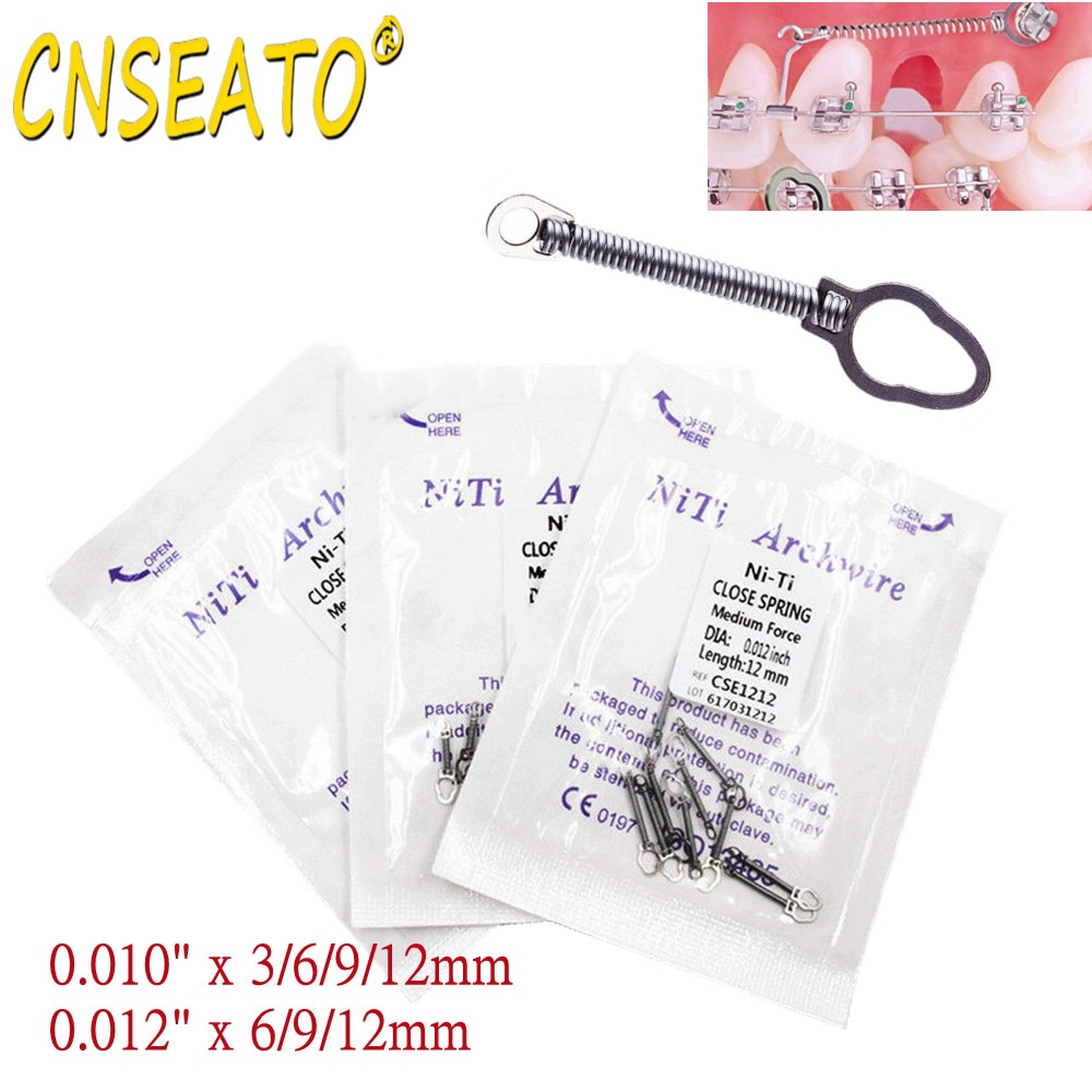10pcs/Bag Dental Orthodontic Close Coil Spring NITI Elastic For Dentistry Brackets Braces Teeth Torque Medium Force 0.010/0.012