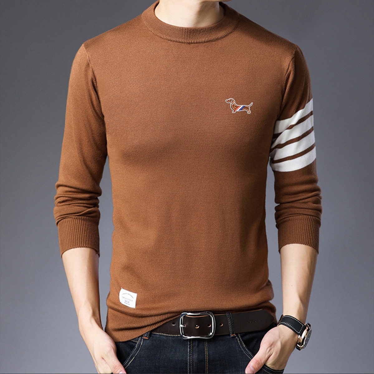 Mens Sweater Luxury Brand TB Dog Embroidery Street Fashion Male Sweater Knitted Pullover Knit Top Loose Thom Harajuku Pullovers