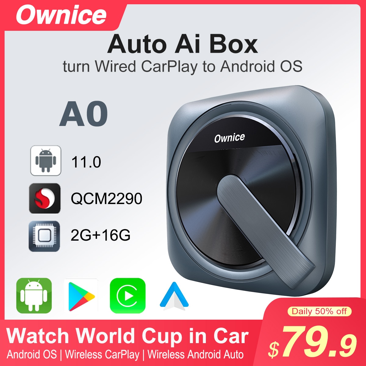 Ownice A0 carplay ai box adapter Android 11 auto for apple car play wireless spotify for netflix JEEP Audi Mazda Toyota VW Kia