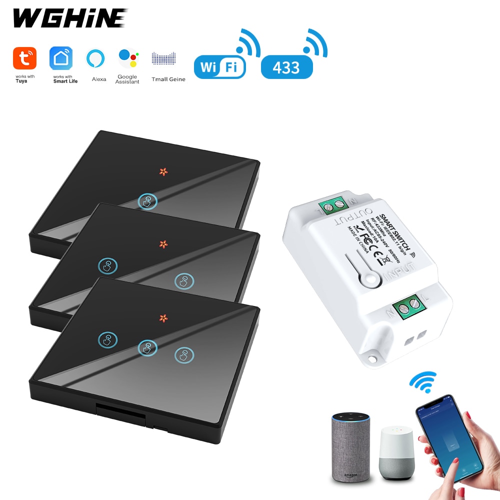 Tuya WiFi 433MHz Smart Light Switch Wall Touch Sensor Switch Wireless Remote Smart Life RF 433Mhz Relay Timer for Google Home