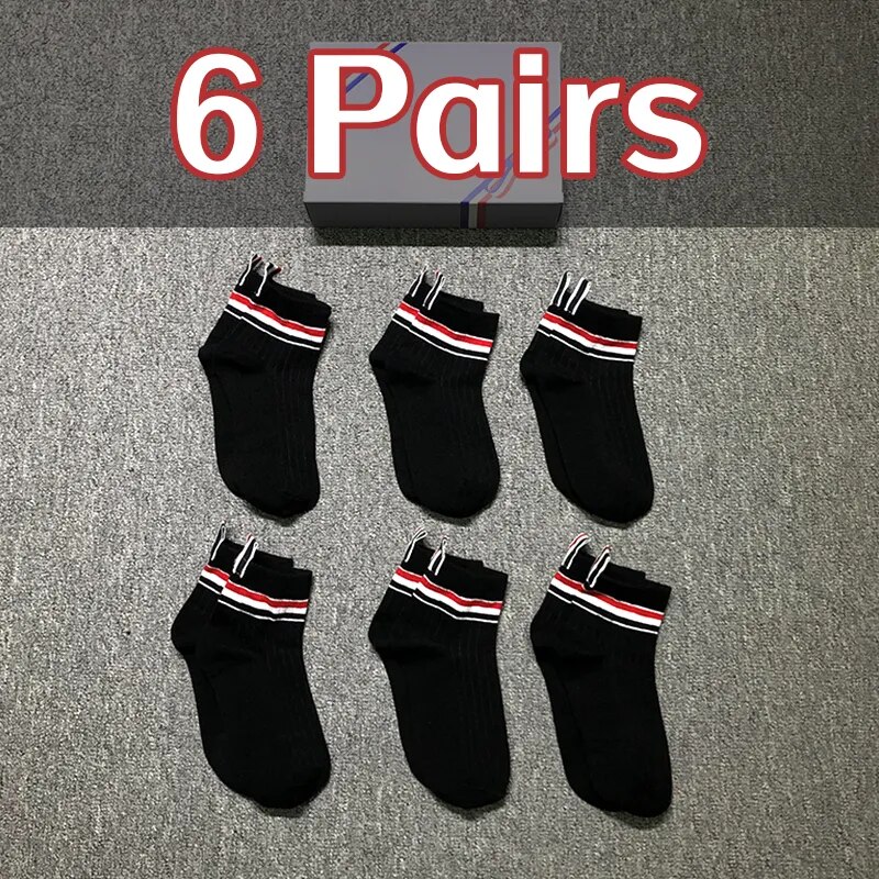TB Men's Socks Luxury Brand RWB Stripes Ankle Socks Women Cotton Casual Street Fashion TB Stockings Ins 1/3/6 Pairs