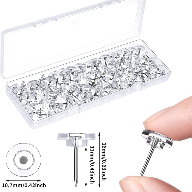 50Pcs Transparent Map Pins Multi-purpsoe Flat Round Pushpins Thumb Tacks DIY Photo Wall Craft Decoration
