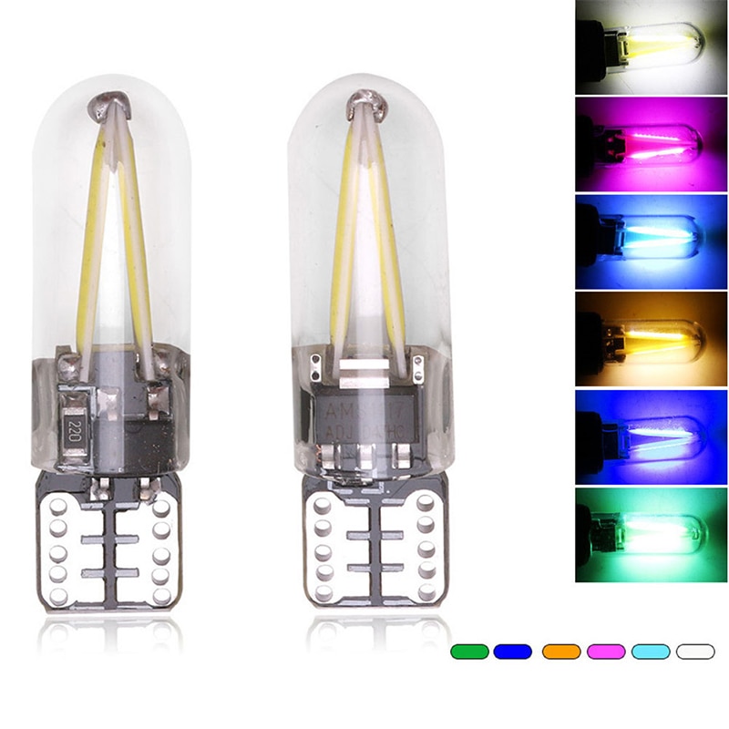 1Pcs T10 LED COB Filament Bulbs Glass 12V Car Side Marker Light Interior Dome Reading Lamp