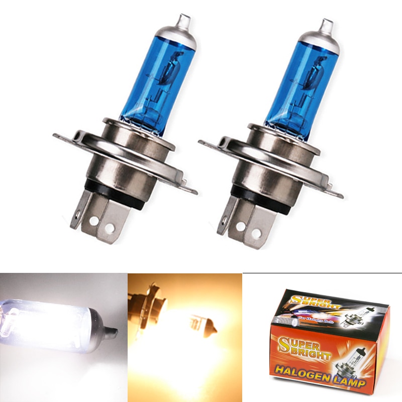 2pcs H4 55W Super Bright White Fog Halogen Bulb 6000K Car Head Lamp Light car styling car light source parking Yellow